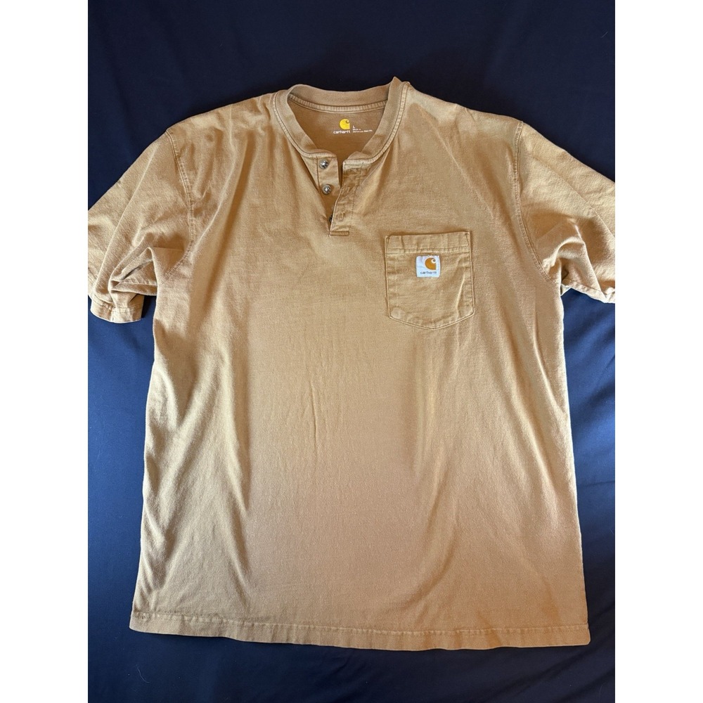 Carhartt Brown Men's Henley Pocket T-shirt, Large